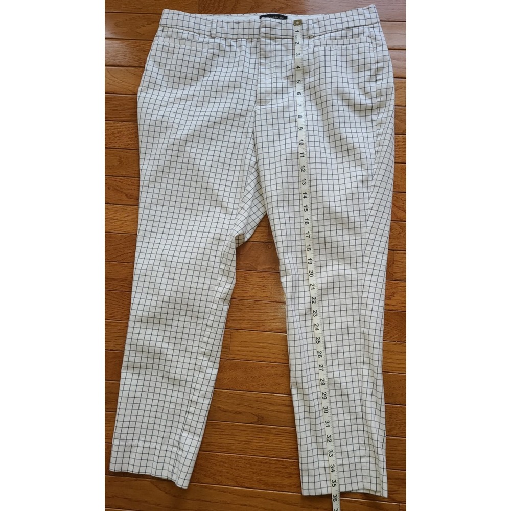 Banana Republic Sloan Curvy Womens 12 White Graph Check Dress Pants‎ Preppy